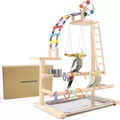 Bird Playground, Perch Stand Parrot Playstand Play Gym Medium, Multi-Color 