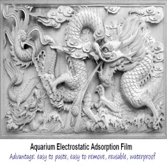 Aquarium Background Poster Dragon Relief 3D Fish Tank Static Cling Film Backdrop