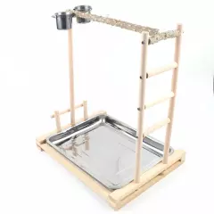 49*37*59cm Wood Bird Stand Large Parrot Perch Playstand w/Steel Tray 2*Bowl NEW