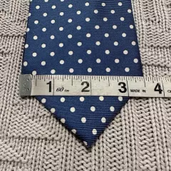 Paul Fredrick navy and cream polka dot Italian silk tie