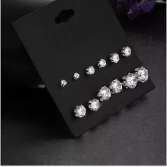 Wholesale A Set Of 6 Pairs Clear Crystal Ear Studs Earrings Shinny UK