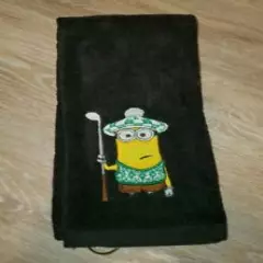 Minions Embroidered Golf Sport Towel 16x26 Black 