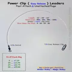 Power Clip ( Easy Release ) Leaders ... Striped Bass Striper Drum Catfish