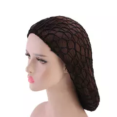 Womens Mesh Hair Net Crochet Cap Solid Color Snood Sleeping Night Cover Tur CWvm