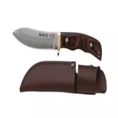 Kanetsune SubaruSkinner, 112mm blade, mahogony micarta handle, leather sheath