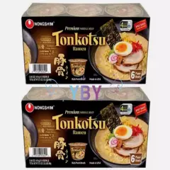 2 Packs Nongshim Tonkotsu Ramen Bowl, 3.56 oz, 6-count Each Pack, Total 12 Bowls