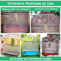 Cage Seed Catcher, Universal Adjustable Birdcage Cover Skirt Cage Net Cover Nylo