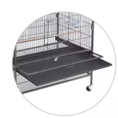 Black Large Rolling Metal Bird Cage Parakeet Cockatiel Cage with Draw-out Tray