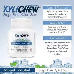 Xylichew 100% Xylitol Chewing Gum, Non-GMO, Non-Aspartame, Gluten & Sugar-Free