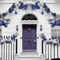 148Pcs Navy Blue Silver Balloons Garland Kit, Royal Blue Silver White Confetti B