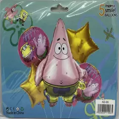 5 Pcs. Happy Birthday Sponge Bob Balloons / 5 globos de Bob Esponja