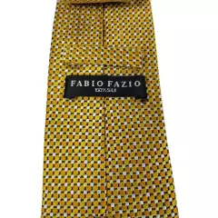 Fabio Fazio Mens Silk Yellow and Black Hexagon Pattern Tie