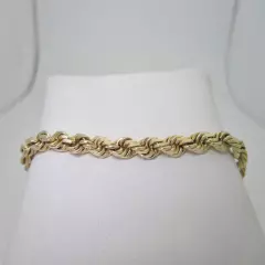 14k Rope Chain Bracelet Polished Solid Gold Smooth Polished Size 8.5 4.2mm B116