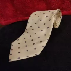 Christian Dior Mens Neck Tie Ivory Italian 100% Silk Tie Designer Made in Italy