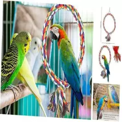 Bird Rope Toy，Round Circle Rings Colorful Cotton Rope Swing Toy Pet Bird 