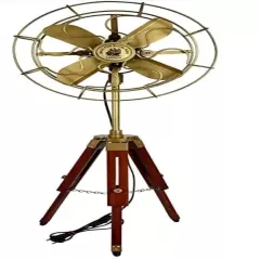 Nautical Vintage Fan Office Home &Adjustable Height Wooden Stand Fan Decor Item