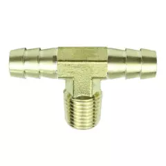 Brass Hose Barb Fitting Tee Connector for Hose ID 3/8" X 1/4" NPT Male 1Pcs