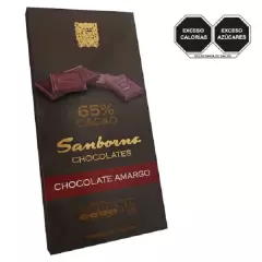 TABLILLA DE CHOCOLATE OSCURO 65% CACAO 100G SANBORNS