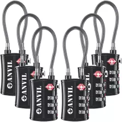 TSA Approved Luggage Locks - Re-Settable 3-Digit Combination Cable Lock with All