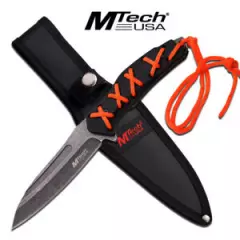 MTech USA MT-20-65 9.75" Stonewashed Fixed Blade Paracord Knife Hunting Survival