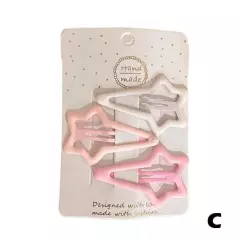 3Pcs/Set Pink White Series Hair Clips Pentagram Pin Barrettes Cute Sweet I5M7 ∫н