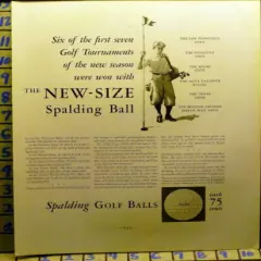 1931 SPALDING GOLF BALL CLUB ART CADDY GAME SPORT FLAG DECOR VINTAGE AD I50