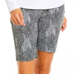 NWT Ladies IBKUL BLACK & WHITE Python Snake Pullon Golf Shorts 4 6 8 10 12 & 14