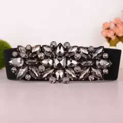 Gorgeous Crystal Buckle Wide Corset Waistband Women Elastic Waist Belts Cinch