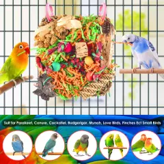 Bird Toys, Parakeet Toys Conure Grass Mat Foraging Toys Parrot Shredding Hanging