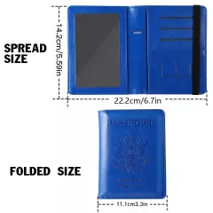 Leather Travel Passport Pen Wallet Holder RFID Blocking ID Card Purse Case Cover