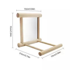 New Bird Mirror With Perch Parrot Wood Perches Cage Swing Toy Parakeet Cockatiel