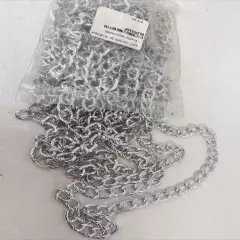 24 ft ~ 10mm x 15mm Silver Plate Textured Oval Link Chain Box C57 WKRM