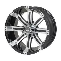 GTW Machined/Black Golf Cart Wheel | 12x7 | Centered | 4x101.6mm Bolt Pattern