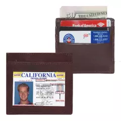 BROWN Genuine Leather Men Credit Card Holder ID Holder Thin Pocket Thin Wallet