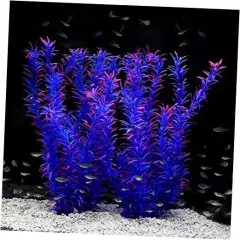  Aquarium Decor Plastic Plants Extra Large 21 Inches Artificial Purple 2pcs