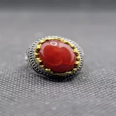 Red Agate Stone Claw Model 925 Sterling Silver Men's Ring Natural Stone Men's