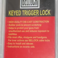 NEW Lot of 2 Bellock Keyed Trigger Lock for Rifles Shotguns Pistols Model B100KA