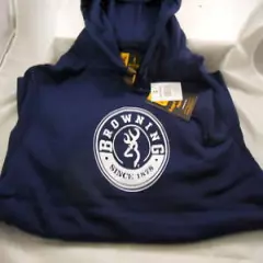 BROWNING HOODED SWEATSHIRT BUCKMARK HOODIE NAVY BLUE