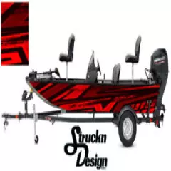 Distressed Red Dark Pontoon Fishing Graphic Decal Bass Boat Vinyl Wrap Modern US