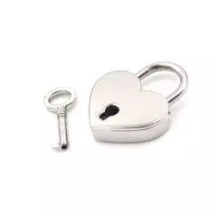 Mini Padlock Love Heart Shape Padlock Tiny Luggage Bag Case Lock With Key-qy_