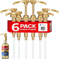 Torani Syrup Pump 6-Pack Gold, Coffee Syrup Pump Dispenser