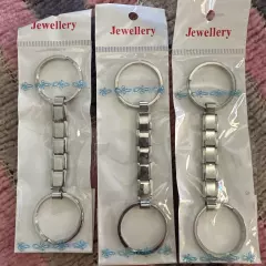 Italian Charm Dual O-Ring Key Chain Fob Stainless Steel Modular Links Set Of 3