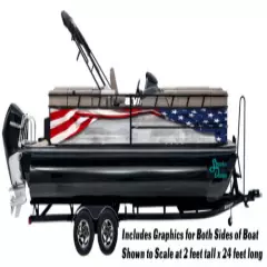 Abstract Wood American Flag Graphic Kit Decal Fishing Boat Wrap Vinyl Pontoon 