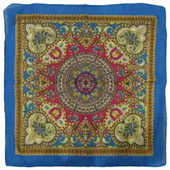 (2 Pack) 22"x22" Ornate Paisley Mosaic Multi Color Blue 100% Cotton Bandana