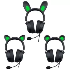 Kraken Kitty V2 Pro Black 4 Interchangeable Wired Gaming Headsets with Cat/Bear/