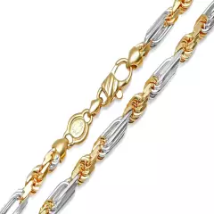 14k Yellow Gold Two Tone Figarope Chain Necklace 3mm-5.6mm Men Women Sz 18"-30"