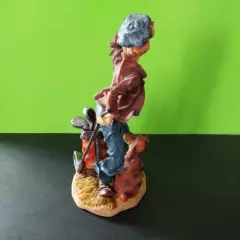 clown & dog golfing figurine statue