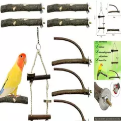  Bird Parrot Perch Stand Set - 10 PCS Small Bird Parakeet Stand Toys, Natural 