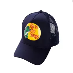 Vintage Bass Pro Shop Navy Trucker Meshback Snapback Hat