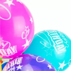 Happy Birthday Multicolored 12-inch Latex Party Balloons 10 Pack (Drawing